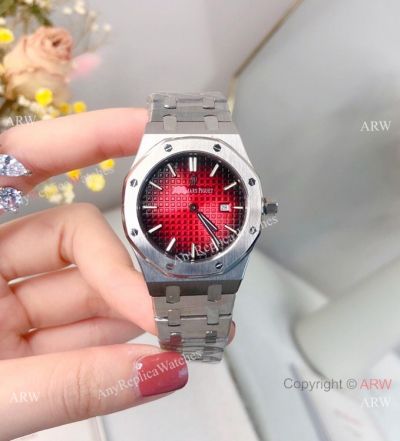 Copy Audemars Piguet Royal Oak Red Dial Watch Quartz 33mm Women